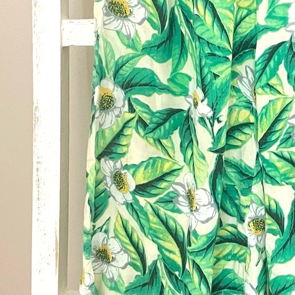 tropical leaf print wide-leg capris - Picture 2 of 3